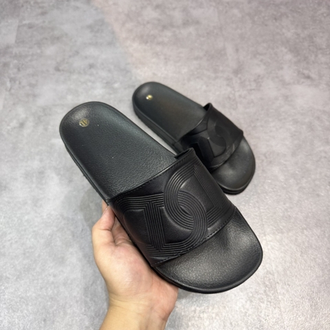 Dép Da Monogram Dean - Full Black