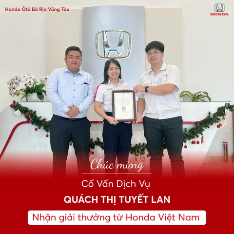 VINH DANH CỐ VẤN DỊCH VỤ NHẬN GIẢI THƯỞNG TỪ HONDA VIỆT NAM