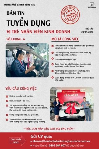 [BẢN TIN TUYỂN DỤNG]  Không yêu cầu kinh nghiệm