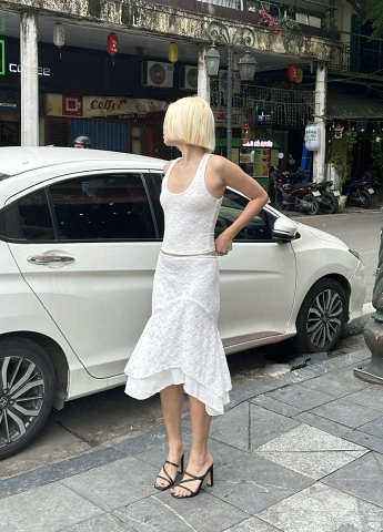 Mermaid Midi Skirt | White Lace