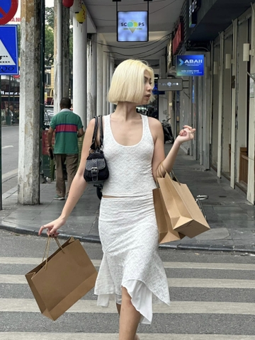 Mermaid Midi Skirt | White Lace