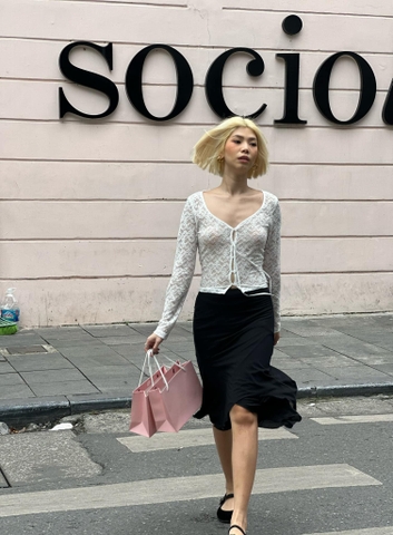 Mermaid Midi Skirt | Black Mesh