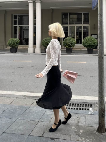 Mermaid Midi Skirt | Black Mesh