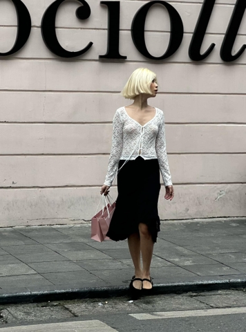 Mermaid Midi Skirt | Black Mesh