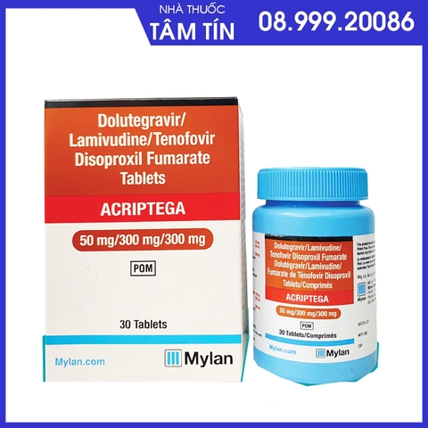Acriptega 50mg/300mg/300mg Mylan lọ 30 viên điều trị nhiễm virus gây suy giảm miễn dịch ở người HIV-1