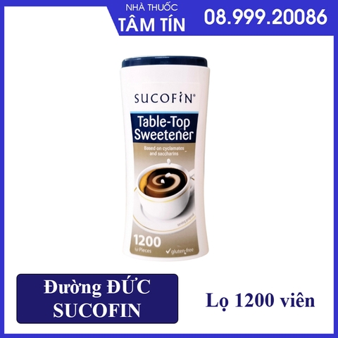Đường ĐỨC Sucofin table top sweetener dành cho người ăn kiêng, tiểu đường cao huyết áp lọ 1200 viên