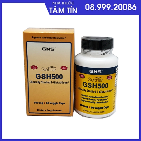GSH500 GNS L- glutathione 500mg NK Mỹ hộp 60 viên