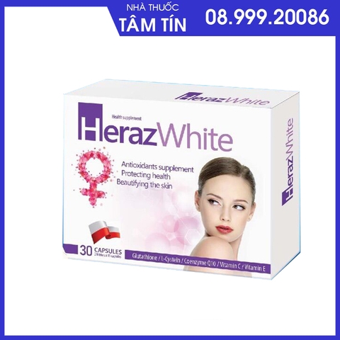 Heraz White hộp 30 viên hỗ trợ trắng, sáng da chống oxy hóa
