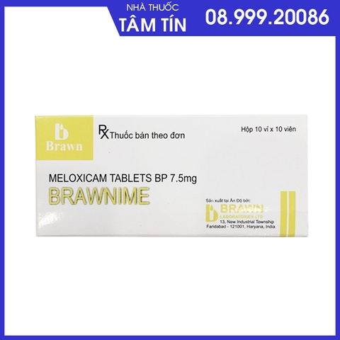 Meloxicam 7.5mg hộp 10 vỉ*10 viên Brawn