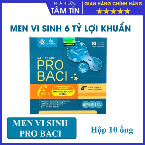Men vi sinh Pro Baci 6 tỷ lợi khuẩn hộp 10 ống*10 ml nâng cao sức khỏe đường tiêu hóa