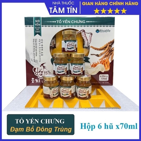 Tổ Yến Chưng Đạm Bổ Đông Trùng hộp 6 hũ x 70ml