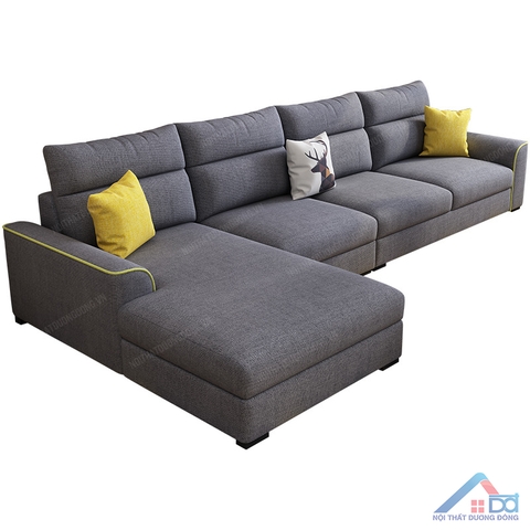 Sofa gỗ tự nhiên chữ L đen bọc nỉ - SF 33