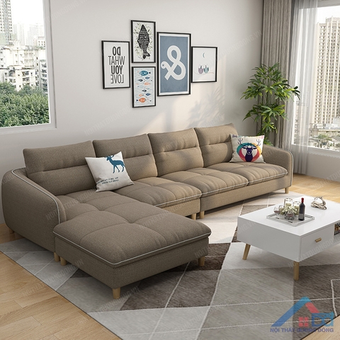 Sofa gỗ tự nhiên bọc nỉ chữ L - SF 34