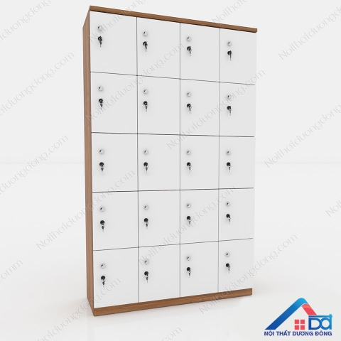 Tủ locker 20 ngăn bằng gỗ màu trắng - LKG 08