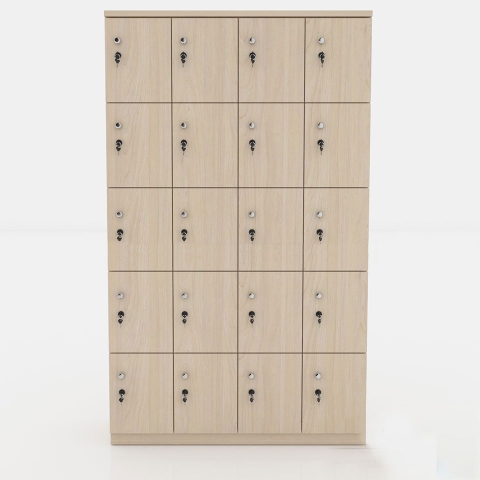 Tủ locker 20 ngăn gỗ màu nâu - LKG 09