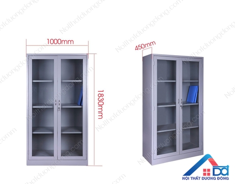 Tủ sắt hồ sơ 2 cánh kính dài - TS 02