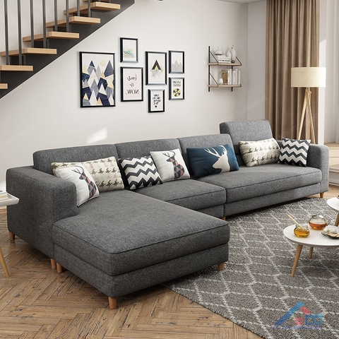 Sofa góc gỗ tự nhiên bọc nỉ chữ L - SF 31