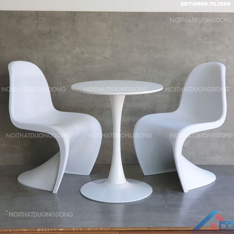 Combo bộ bàn ghế cafe panton màu trắng -BGCF 25