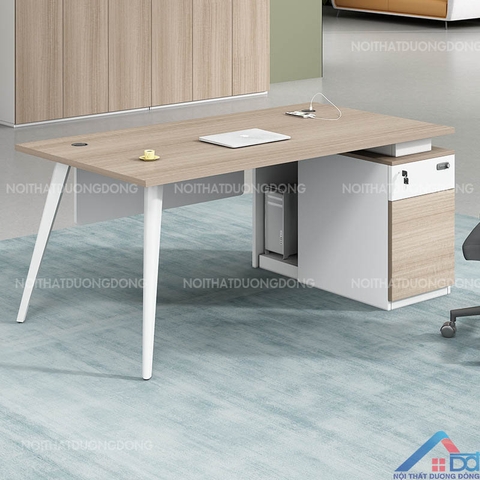 Bàn làm việc chân lục giác hộc sâu trắng -CS 71