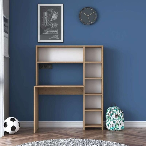 Bàn làm việc gỗ kèm giá sách - LV 64