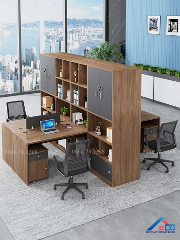 Mẫu bàn làm việc kèm tủ tài liệu - LV 34