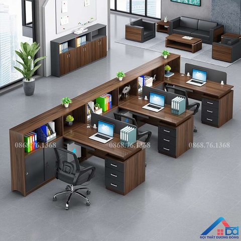 Bàn làm việc nhân viên kèm tủ đa năng - LV 26