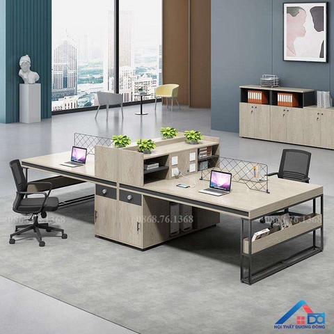 Cụm bàn làm việc 4 người có tủ phụ - CB 58