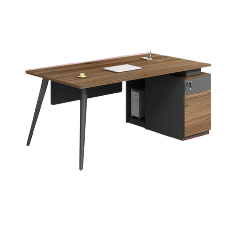Bàn làm việc chân lục giác hộc sâu đen -CS 70