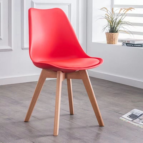 Ghế cafe Eames đệm bọc da J5 màu đỏ -CF 06