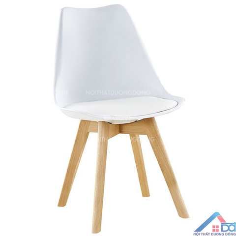 Ghế cafe Eames đệm bọc da J5 màu trắng -CF 08