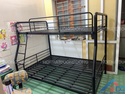 Giường sắt lệch tầng ống tròn rộng 1m4 -GT26