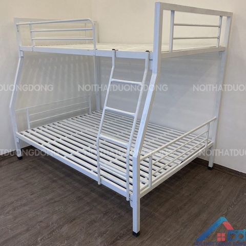 Giường sắt lệch tầng khung sắt hộp vuông rộng 1m4 -GT24