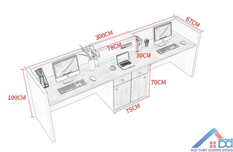 Quầy lễ tân bàn tiếp tân 3m -LT 17