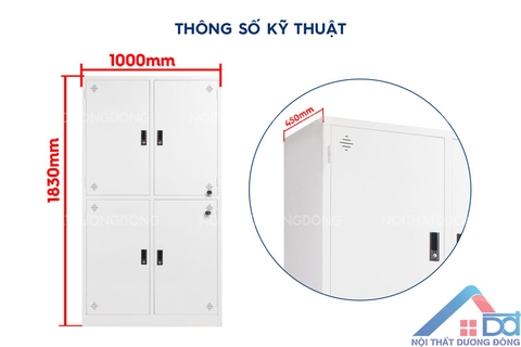 Tủ tài liệu sắt 4 cánh màu trắng -TS 18