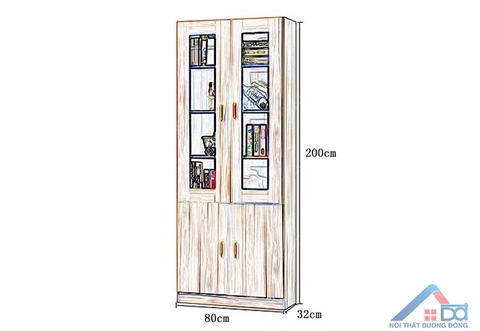 Tủ gỗ tài liệu giá rẻ 2 buồng - TL 02