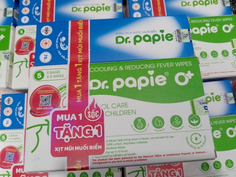 Khăn lau hạ sốt Dr.Papie 0m+