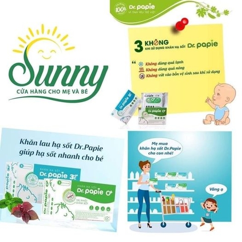 Khăn lau hạ sốt Dr.Papie 0m+
