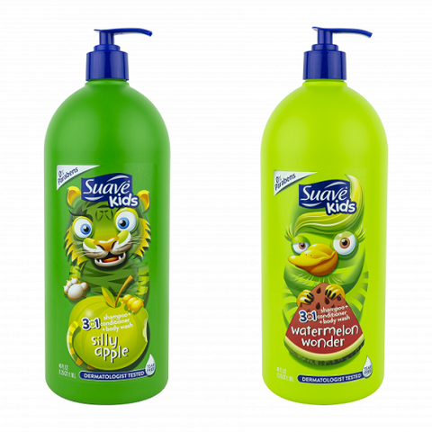 Sữa tắm Suave kids mỹ 1y+ táo (xả,tắm,gội)