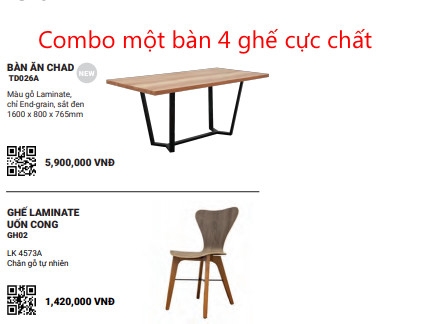 Bộ bàn ăn 4 ghế An Cường TD026A-GH02
