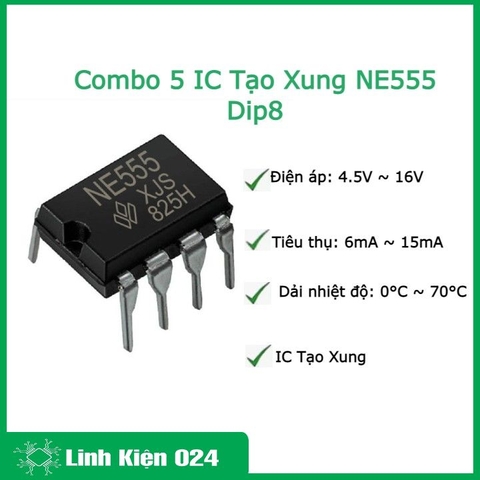Combo 5 IC Tạo Xung NE555 Dip8