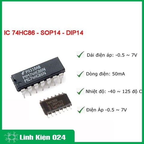 IC 74HC86 Điện Áp -0.5 ~ 7V