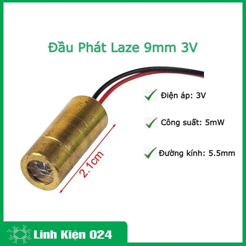 Đầu Phát Laze 9mm 3V 5mW Sáng Đỏ