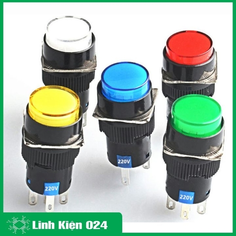 Nút Nhấn Đề 16mm-220VAC AL6- A Nhấn Giữ Có Đèn