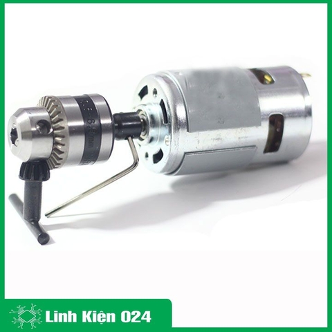 Bộ Khoan Tự Chế Từ Động Cơ 775 Trục D Cực Khỏe Và Phụ Kiện V1 ( Đầu Kẹp 3 Chấu Và Đầu Nối Trục B10-5mm Có Ốc Vặn )