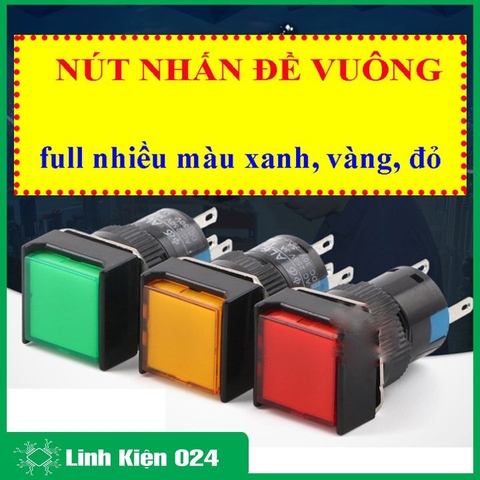 Nút Nhấn Đề Vuông 24VDC AL6 - A Nhấn Giữ Có Đèn Nhiều Màu
