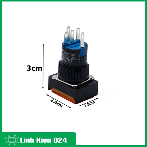 Nút Nhấn Đề Chữ Nhật 220VAC LA16J-11D Nhấn Nhả Có Đèn