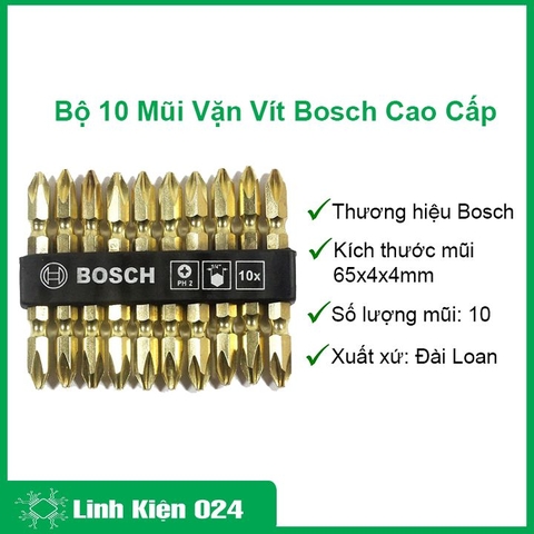 Bộ 10 Mũi Vặn Vít Bosch Cao Cấp