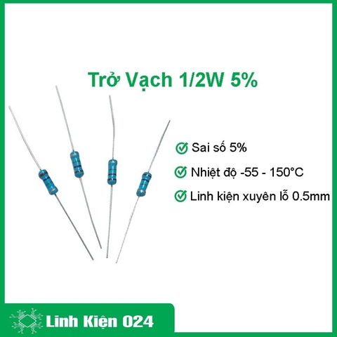 Gói 100 Con Trở Vạch 1/2W 5% - 10K