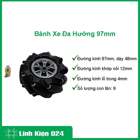 Bánh Xe Mecanum Omni Xe Thông Minh, Bánh xe Đa Hướng 97mm
