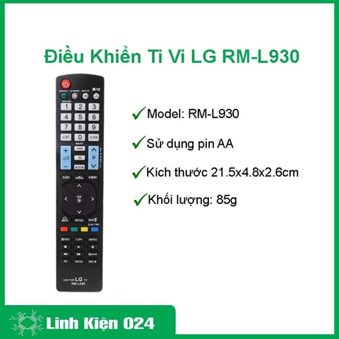 Điều Khiển Ti Vi LG RM-L930 ( BH : 1h Táng )